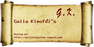 Galla Kleofás névjegykártya